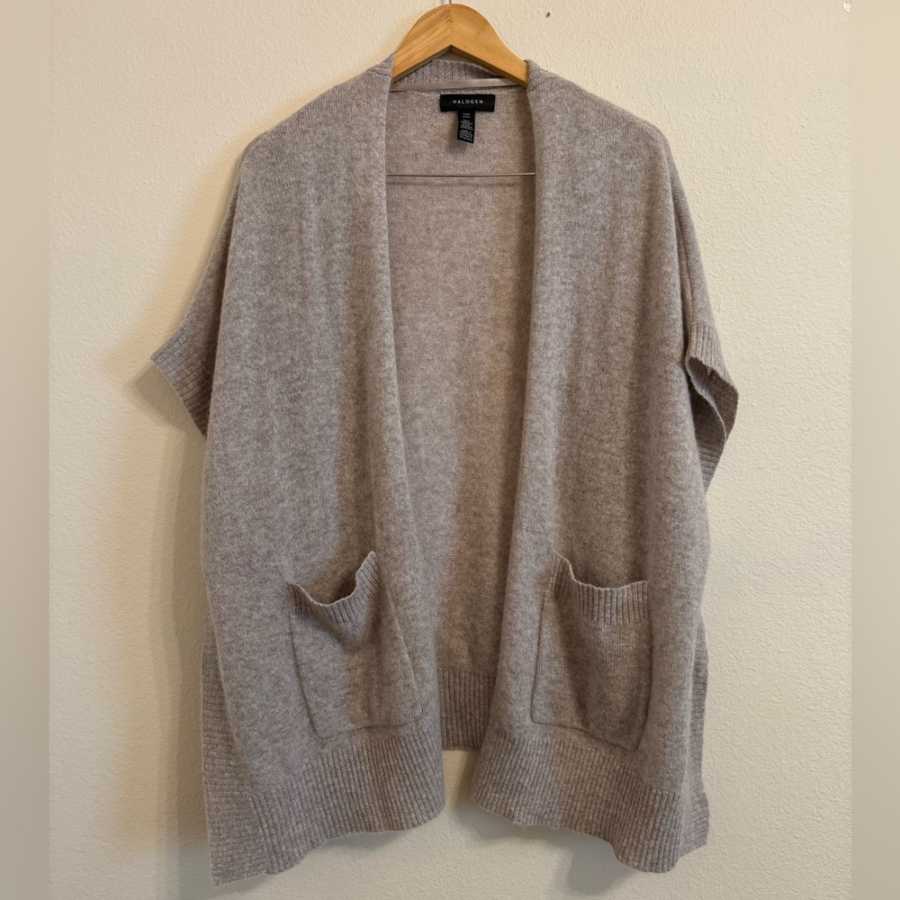 Halogen Easy Throw-on 100% Cashmere Cardigan Sweater One Size